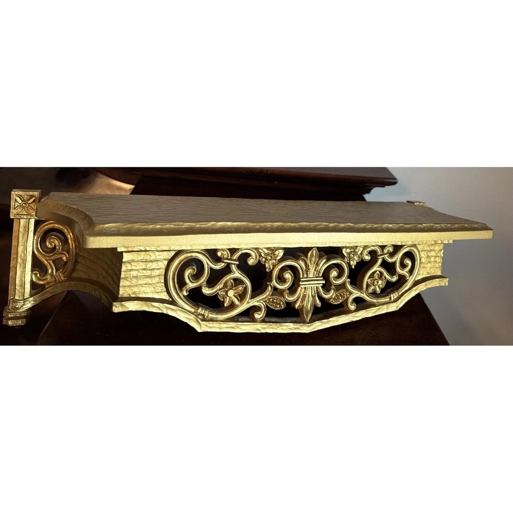 22.75" Syroco 3012 Vintage Gold-tone Wall Mount Shelf Ornate 1968 USA
